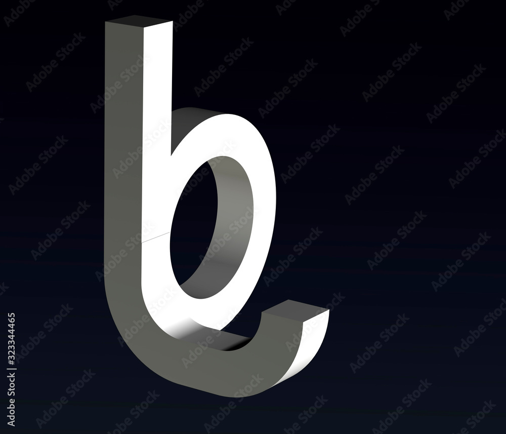 Poster font stylization of the letters b and j, l, font composition of the logo. 3d rendering.