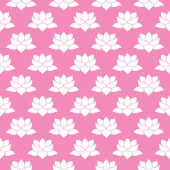 Lotus flower Seamless Pattern, Hand Drawn doodle background. Vector illustration