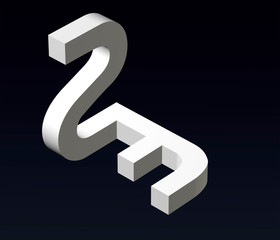 Font stylization of the letters S and Z, Y, L, P, E, B, font composition of the logo. 3D rendering.