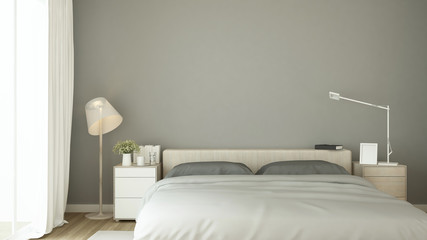 Fototapeta na wymiar bedroom minimal design in hotel or home - Interior simple design of artwork bedroom - 3D Rendering