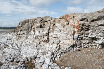 Limestone Rock formation at Ogmore by Sea Wales UK