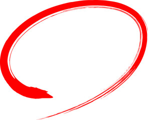 楕円　赤　筆文字