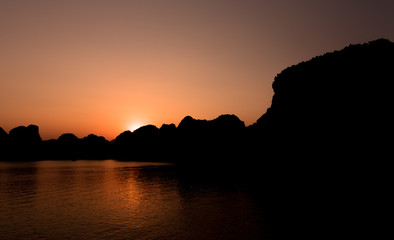 Sunset in Ha Long Bay