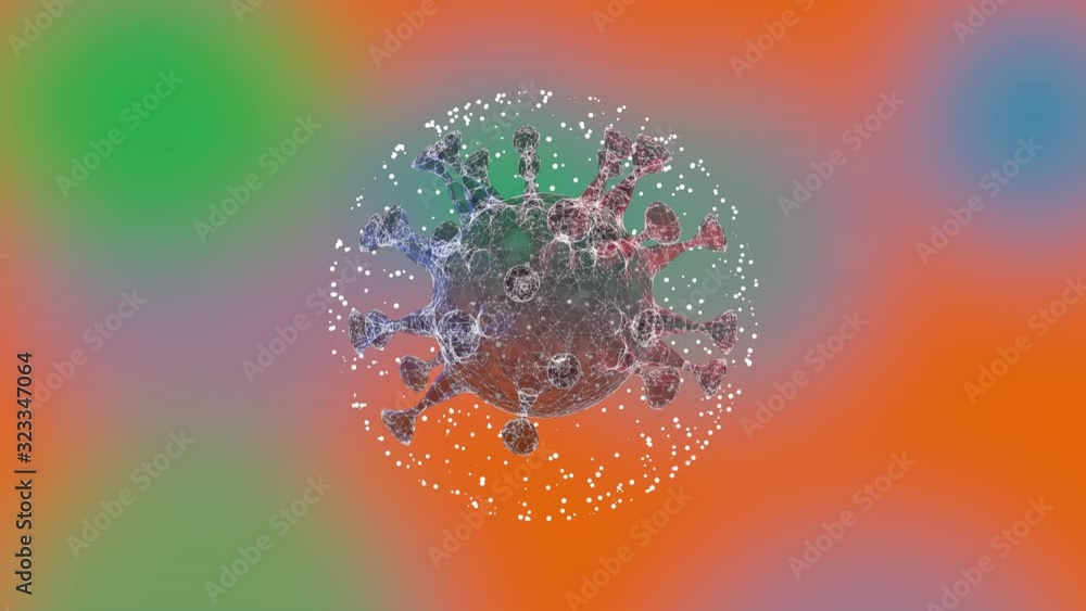 Poster pathogen outbreak of virus. dangerous illuminating cell turning inside a globe of light particles ov