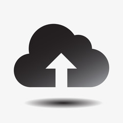 Upload to cloud black and white icon.