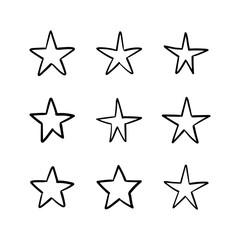 Hand drawn stars, doodle star collection