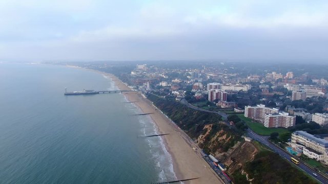 Bournemouth beach and pier in England -aerial photography