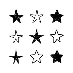 Hand drawn stars, doodle star collection