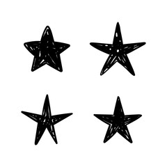 Hand drawn stars, doodle star collection