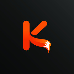Initial Letter K with Fox Tail Logo Design