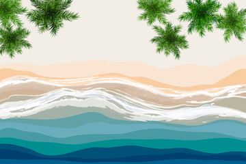 Fototapeta na wymiar Tropical beach vector illustration. Sand and soft waves