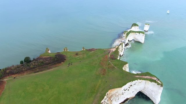 Old Harry Rocks in England - aerial view -aerial photography