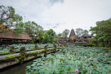 Balinese architectural details and sculptures in a local temple, Bali Indonesia