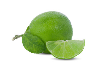 limes Isolated with leaf on white background