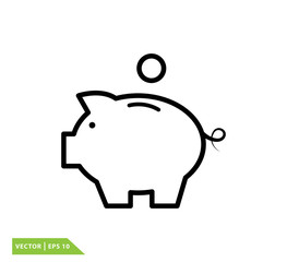piggy bank icon vector logo template