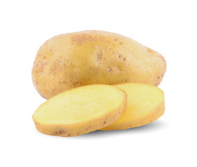 potatoe and cut isolated on white background