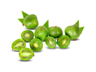 mini kiwi baby fruit on white background