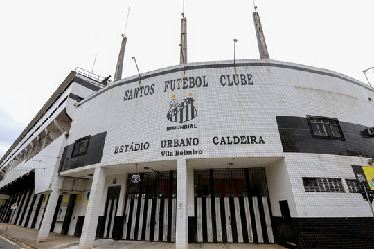 Facade Of Urbano Caldeira Stadium, Known As Vila Belmiro. Soccer Stadium Of Santos FC .