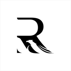 Letter R with Hidden Symbol of an Eagle Negative Space Logo Dual Meaning