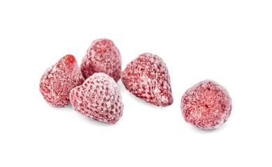  frozen Strawberry isolated on white background