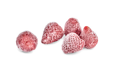  frozen Strawberry isolated on white background