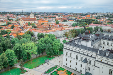 Vilnius town panorama view from Gediminas Castle Tower in Lithuania