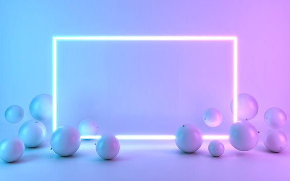 Neon frame sign with balloon. 3d rendering © pom669