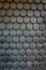 Stockholm, Sweden Architectural detail of slate roof tiles.