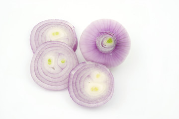 Fresh onion slice isolated on white background