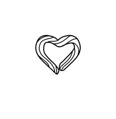 Silhouette of the heart, Valentine's day, pretzel, sweet roll