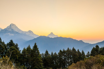 Himalayas Mountain View of Annapurana Range from Ghorepani Poonhill