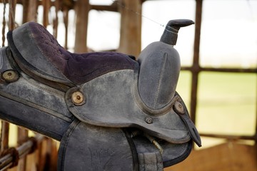 close up view on vintage arabic horse saddle 