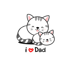 Vector illustration of a cute cat and a kitten for Father's day.