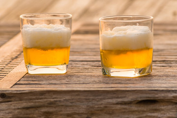 Beer in a glass with evening light.