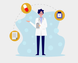 The concept of doctor's prescription illustration design. medical conceptual