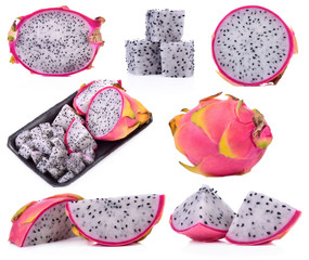 Dragonfruit healthy fresh fruit from nature isolated on a white background.