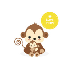Mom and baby monkey.