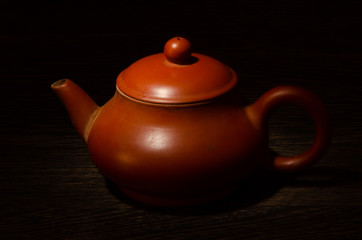 Brown clay little chinese teapot 