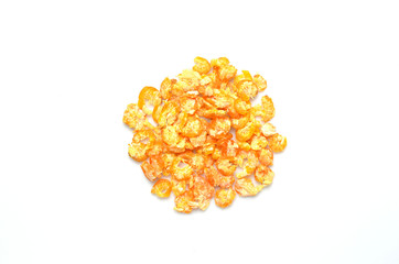 Dried shrimps on the isolated white background