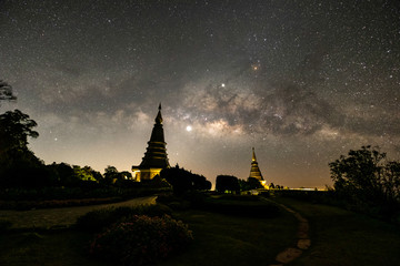 Observers at night have stars, milky way and galaxies filled the dark sky.