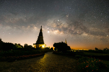 Observers at night have stars, milky way and galaxies filled the dark sky.