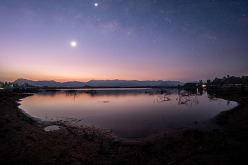 Observers at night have stars, milky way and galaxies filled the dark sky.