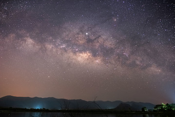 Observers at night have stars, milky way and galaxies filled the dark sky.