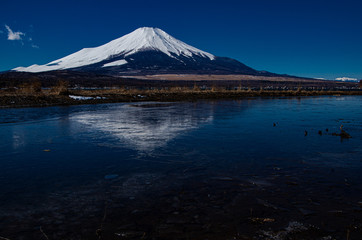 田貫湖、富士山、夜、水鏡、JPN、japan