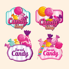 set stamps of delicious candies vector illustration design