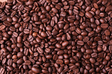 closeup coffee beans  backdrop texture background