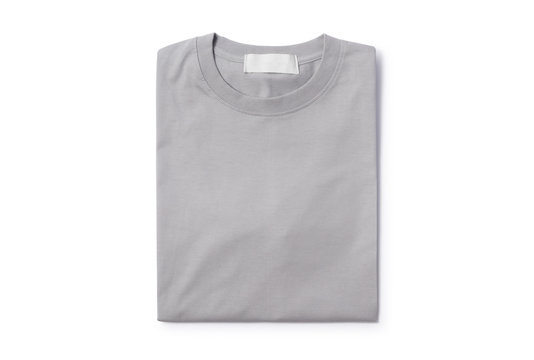 Grey folded t-shirt isolated on white background with clipping path.