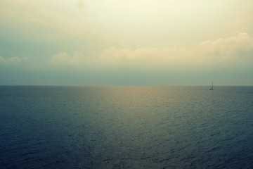 Obraz premium Morning seascape near Cefalu town on the Sicily, Italy. Natural toned background