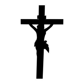 The silhouette of jesus crucified vector
