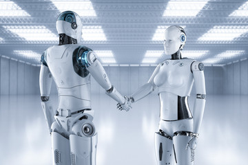 Cyborg or robot hand shake